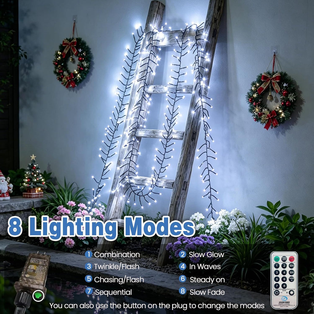 Cluster Lights 50 FT 1000 LED Firecracker String Light Cool White
