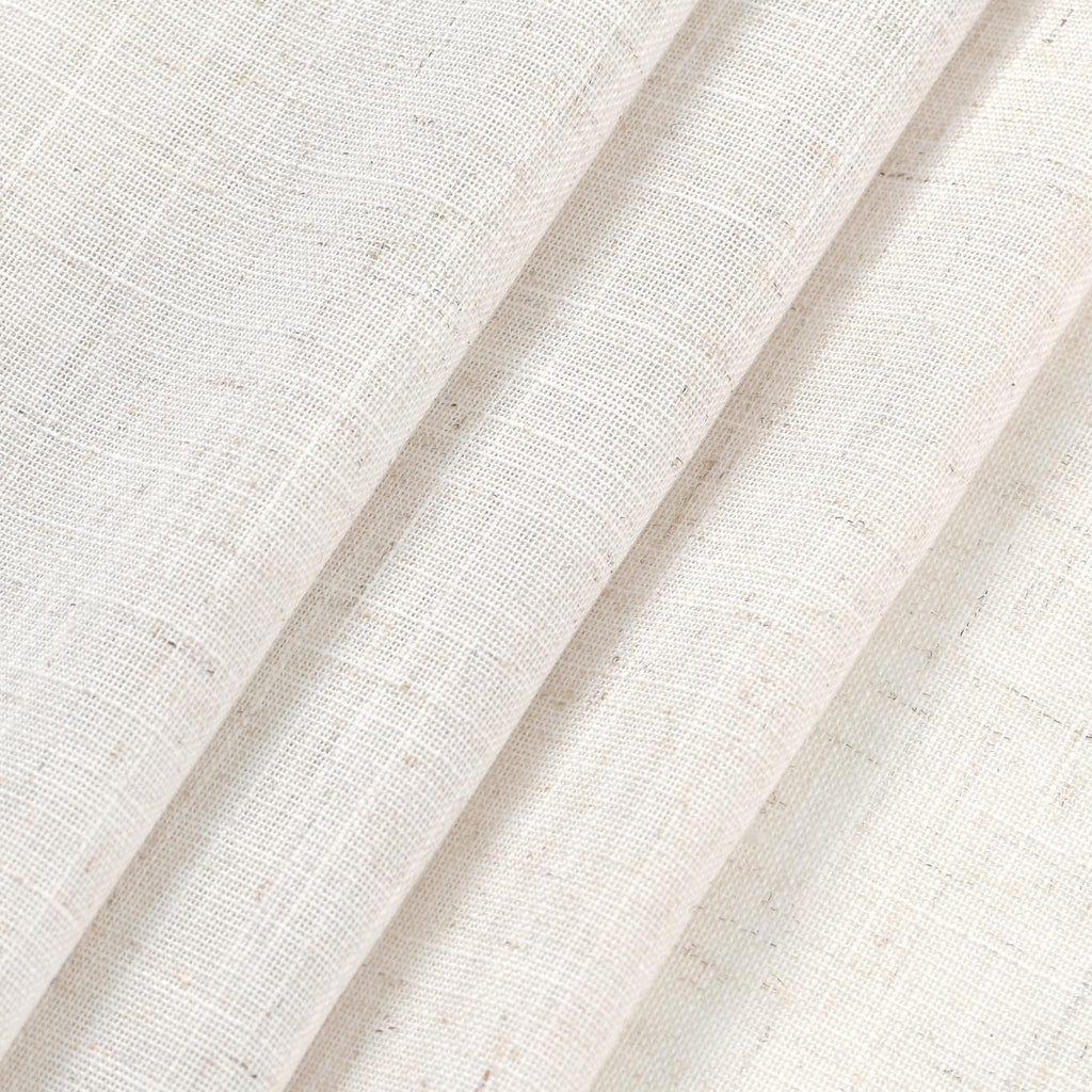 Ivory White Linen Curtains 63 Inches Long Back Tab Pocket Natural Light Filtering Privacy Translucent Ivory White