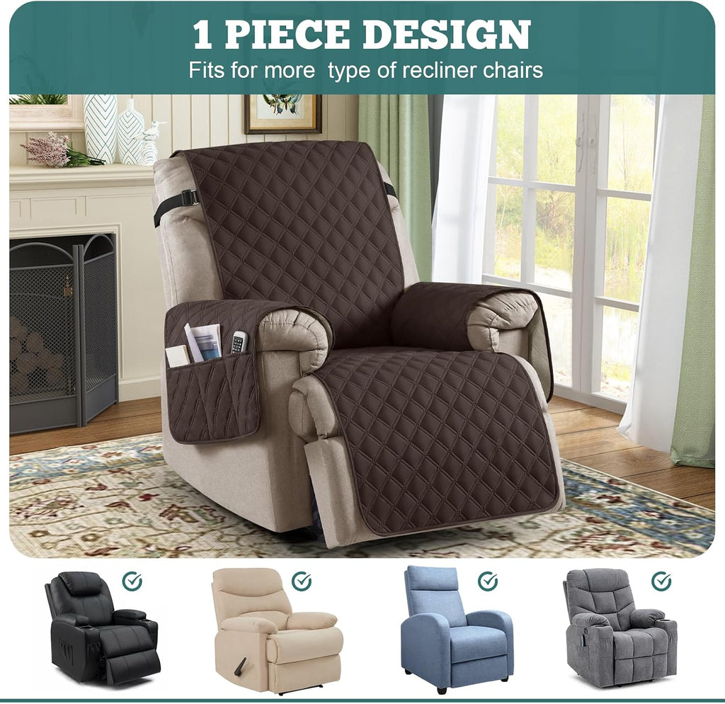 100% Waterproof Recliner Chair Covers, Non-Slip Reclining Covers for Recliner Chair Washable Chair Cover, Recliner