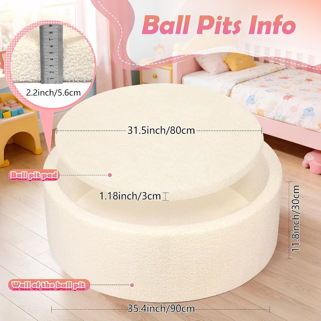 Imitation Teddy Colours Foam Ball Pits 35.4"x 11.8" Soft Round Playpen for Toddlers Dogs Cats with Soft Memory Sponge