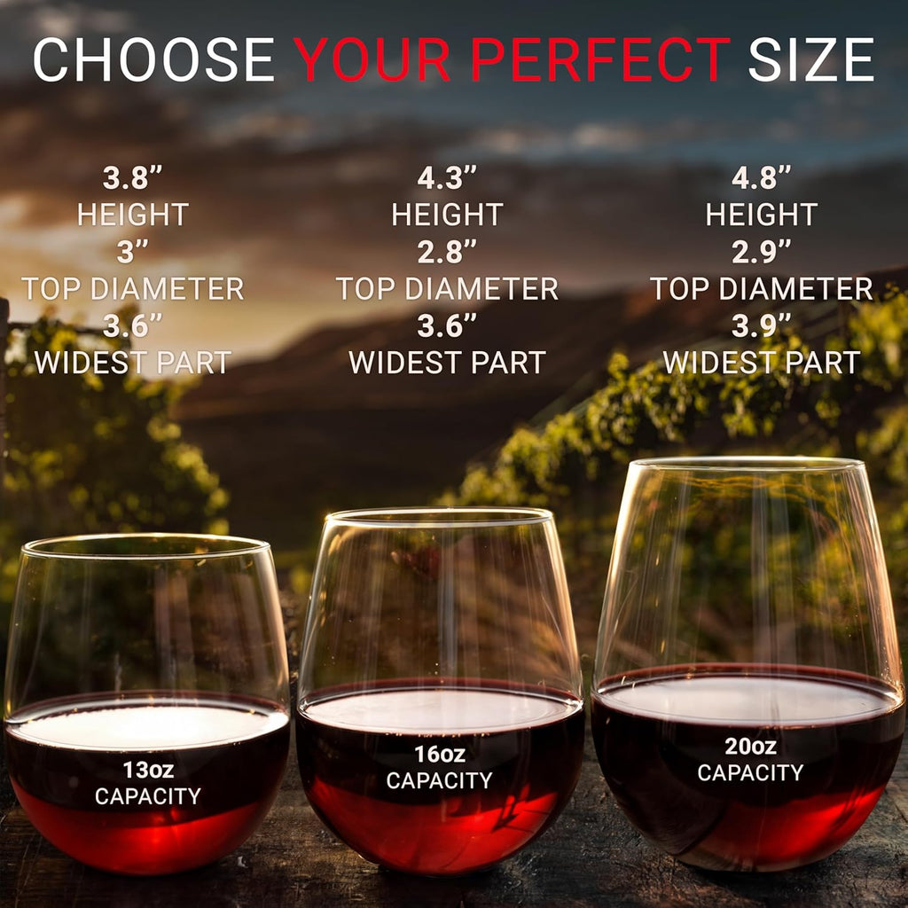 Unbreakable Stemless Plastic Wine Glasses | Reusable | Shatterproof 100% Tritan Plastic | Dishwasher-Safe | BPA-free