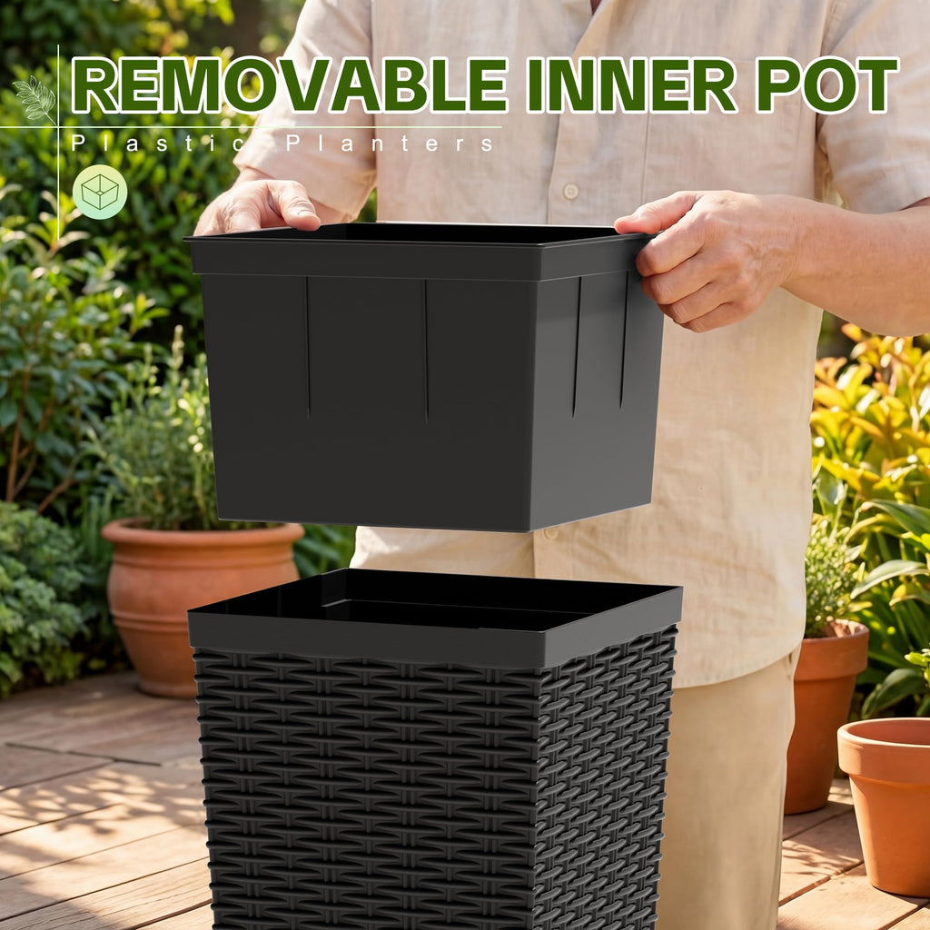 Resin 24'' Tall Planters, Large Taper Outdoor Planter