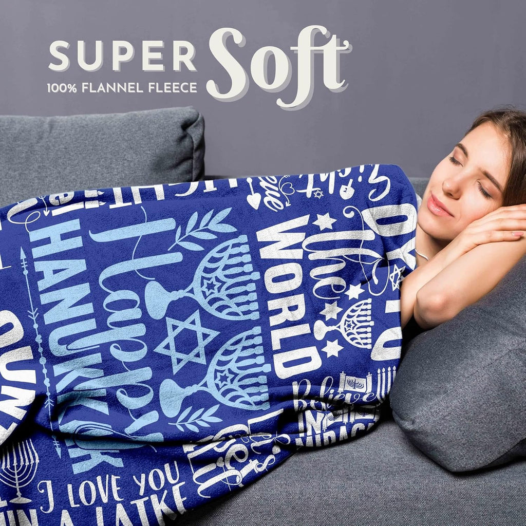 Hanukkah Gifts, Hannukah Throw Blanket for Kids Women Men, Presents for Chanukah Jewish Holiday for Kids, Friends