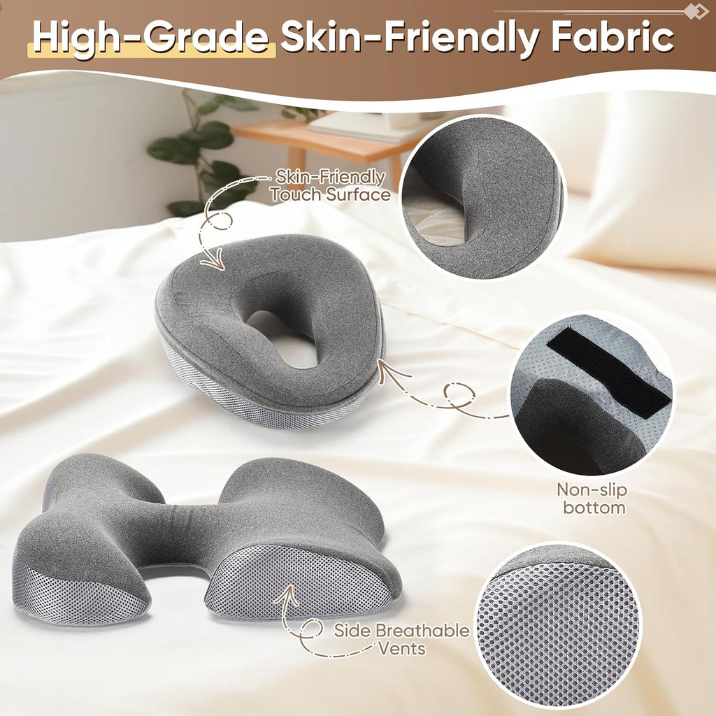 Massage Headrest for Bed, Height-Adjustable Bed Massage Head Holder, Home Massage Kit, Face Down Pillow After Eye