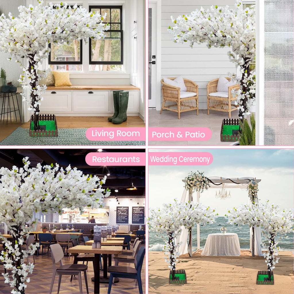6.7FT Artificial White Cherry Blossom Tree, Faux Sakura Indoor Decor