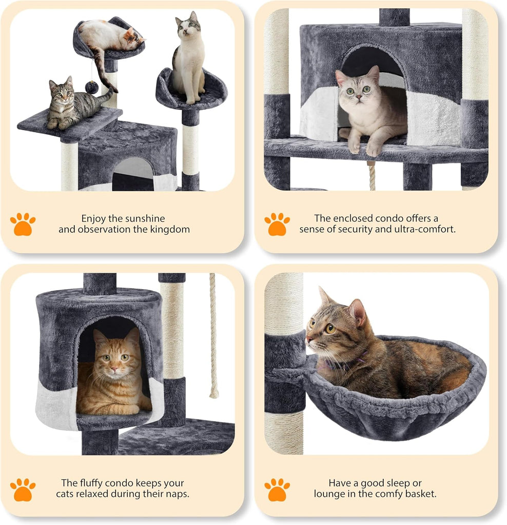 79in Multi-Level Tall Cat Tree for Multiple Cats with sisal Posts