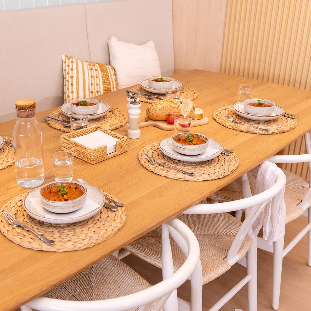 6 Pack, Round Woven Placemats, Natural Water Hyacinth Wicker Place mats, Braided Straw Table Mats, Charger Plates for