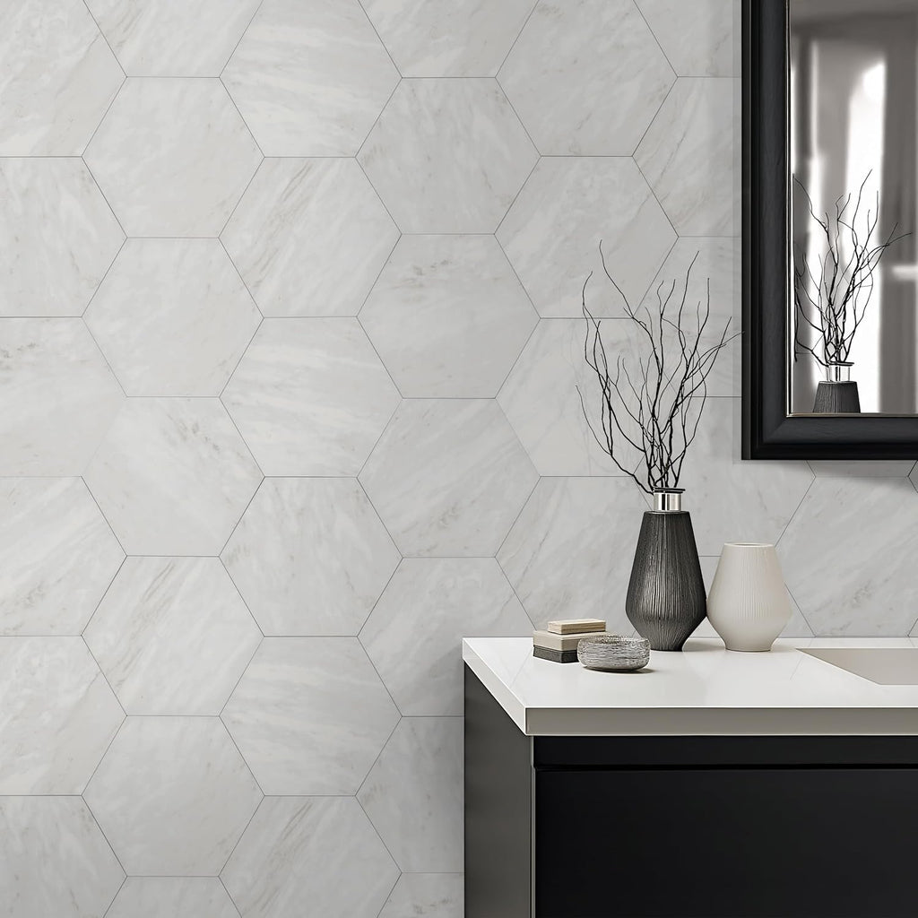 Modulo Alba 11 in. x 13 in. Matte Porcelain Hexagon Tile Flooring
