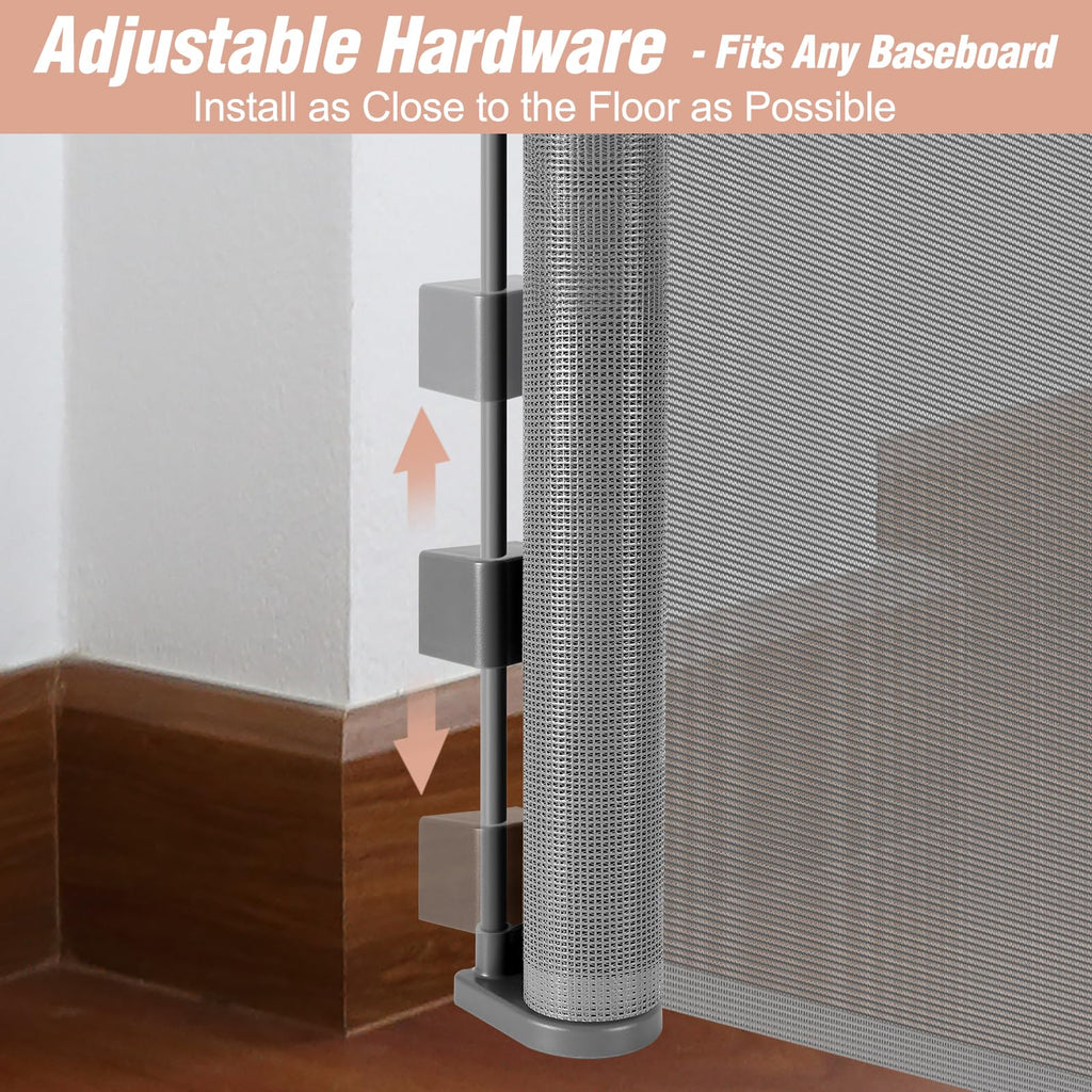 Reinforced 42" Tall Pet Gate 75" Wide Retractable Baby Gates Indoor/Outdoor
