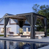 10x12 FT Louvered Pergola, Aluminum Outdoor Pergolas with Ad - Image 3