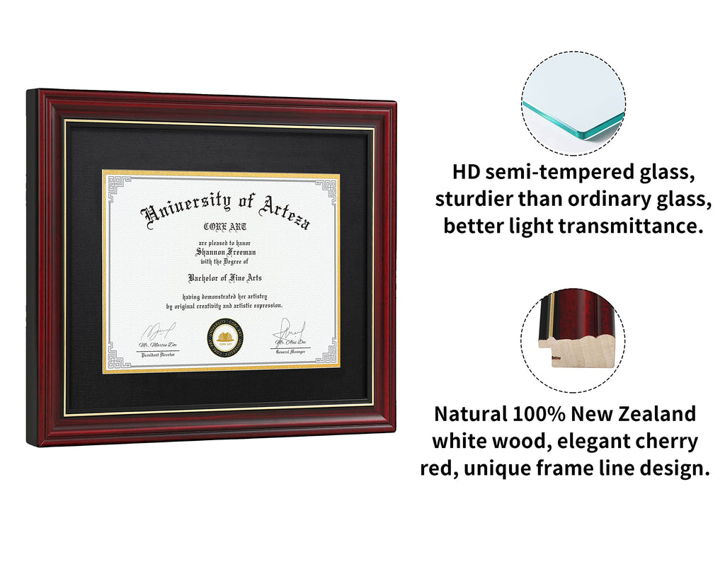 15x18 Diploma Frame, Cherry Red, Black Mat for 11x14