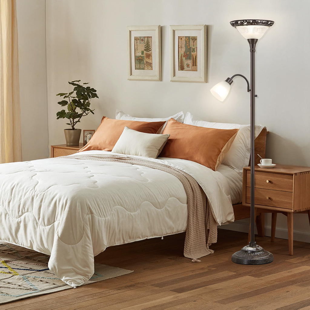 Torchiere Floor Lamps, 70" Vintage Standing Lamp