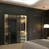 Glass Room Divider and Sliding Glass Closet Doors - Smoked Frosted Partition Wall - Clear, Smoked an