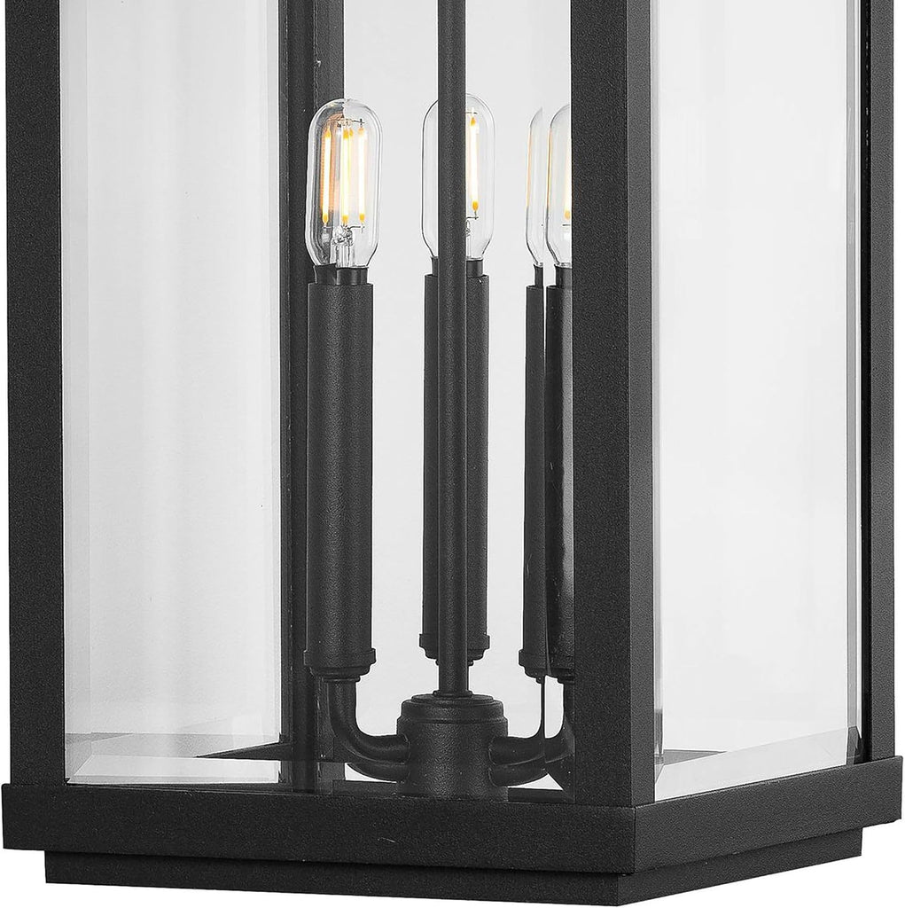 Gibbes Street 3-Light Outdoor Wall Lantern with Clear Beveled Glass - Textured Black