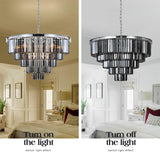 16Lights Smoke Crystal Chandelier Modern Chandeliers Lighting Pendant Ceiling Light Fixture 5-Tier for Dining Room Living Room Bedroom, Chrome Finished W31.5'' A107-B07QGZMLKN