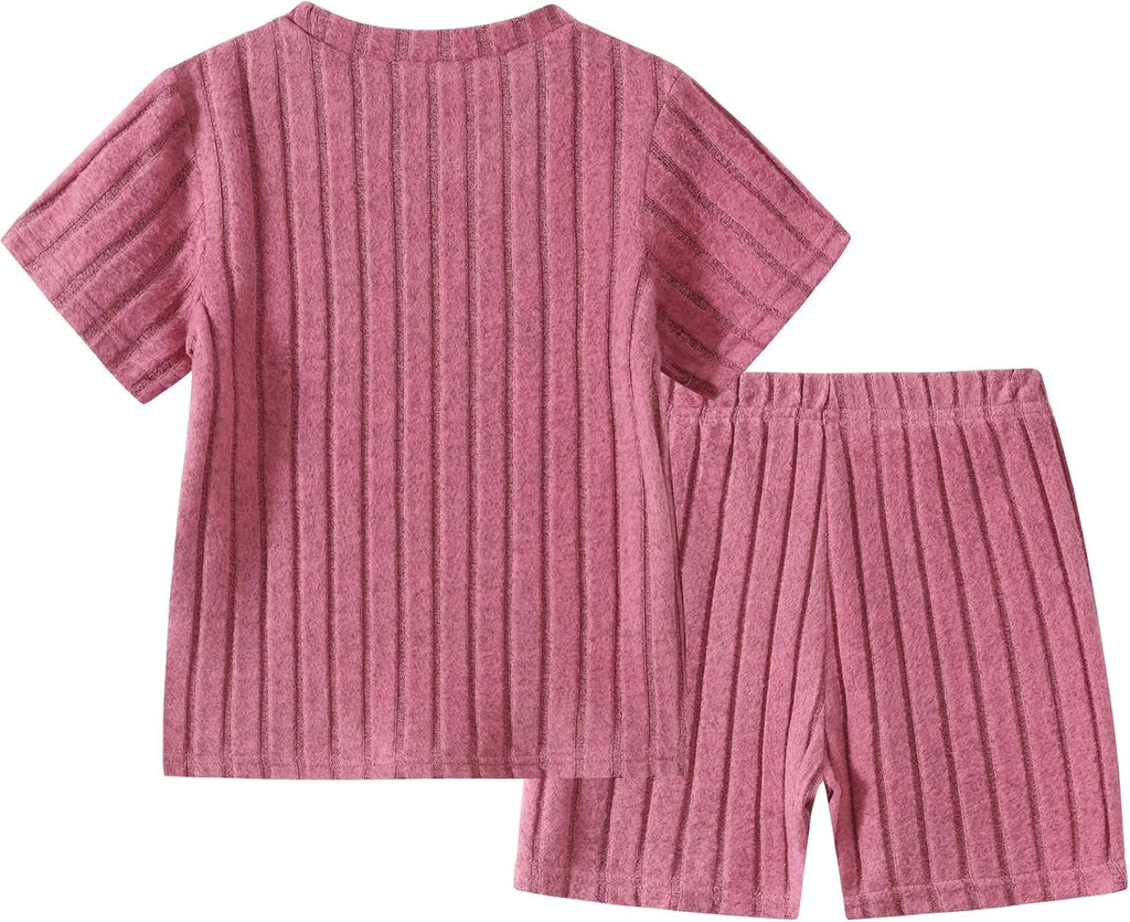 Girls Piece Knit Tee & Shorts Set for Summer