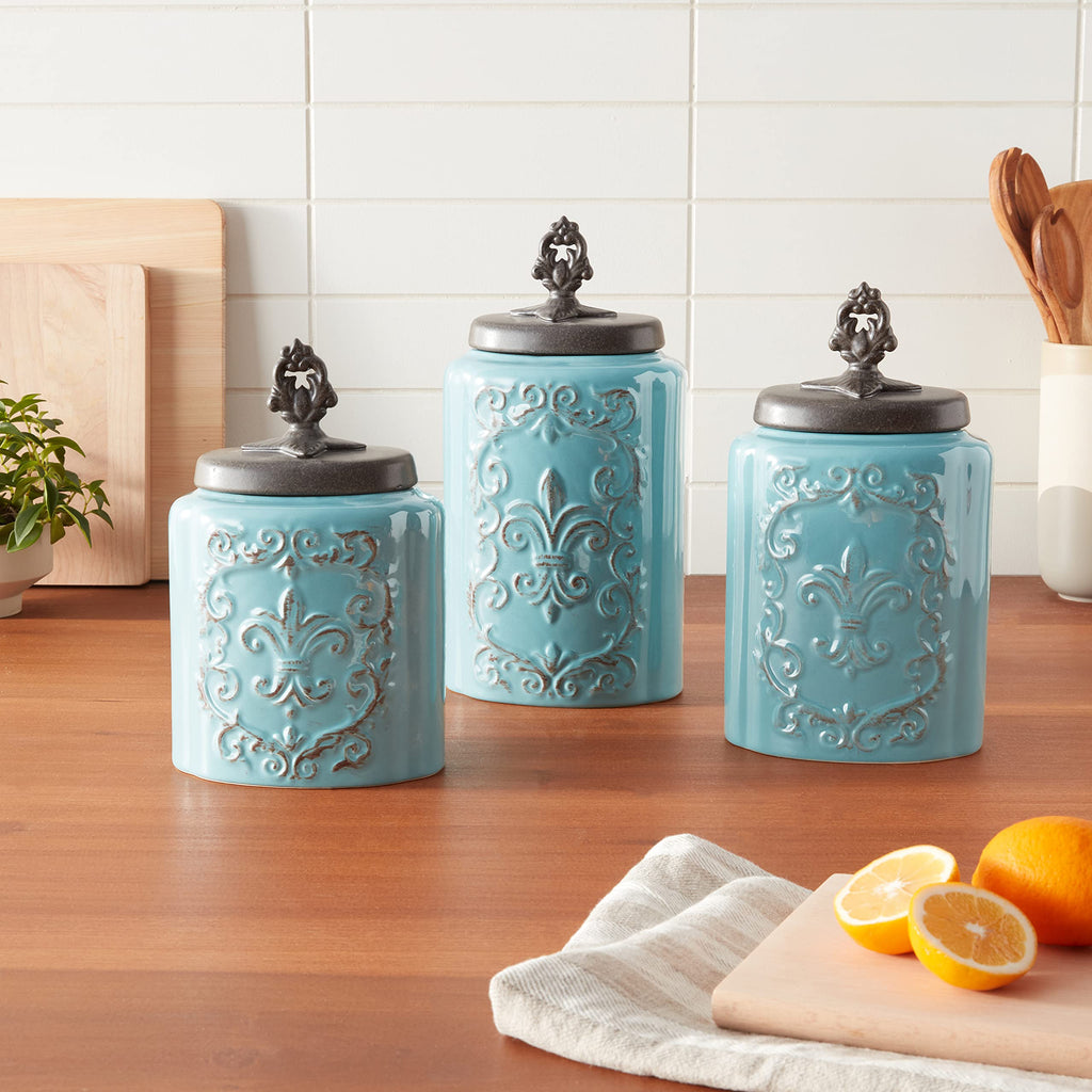 Blue Antique Set of 3 Canisters