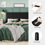 King Platform Bed Frame, Velvet Upholstered with Adjustable Vertical Channel Tufted Headboard