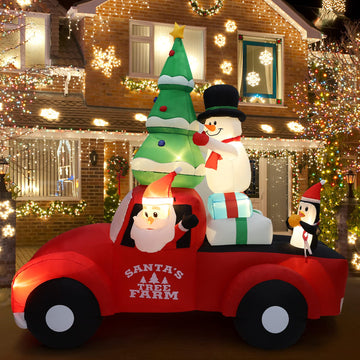 Christmas Inflatables, 8FT Light Up Red Truck Christmas Decor