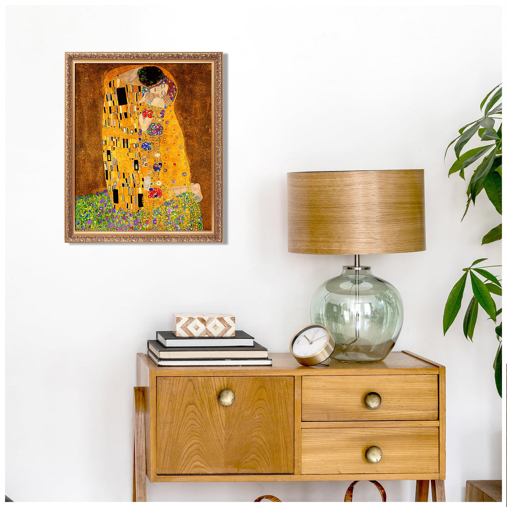 The Kiss by Gustav Klimt, Gold-Framed Art