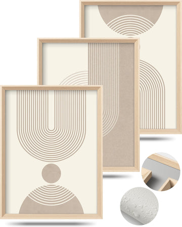 Neutral Abstract Framed Wall Art, Modern Geometric Canvas Prints