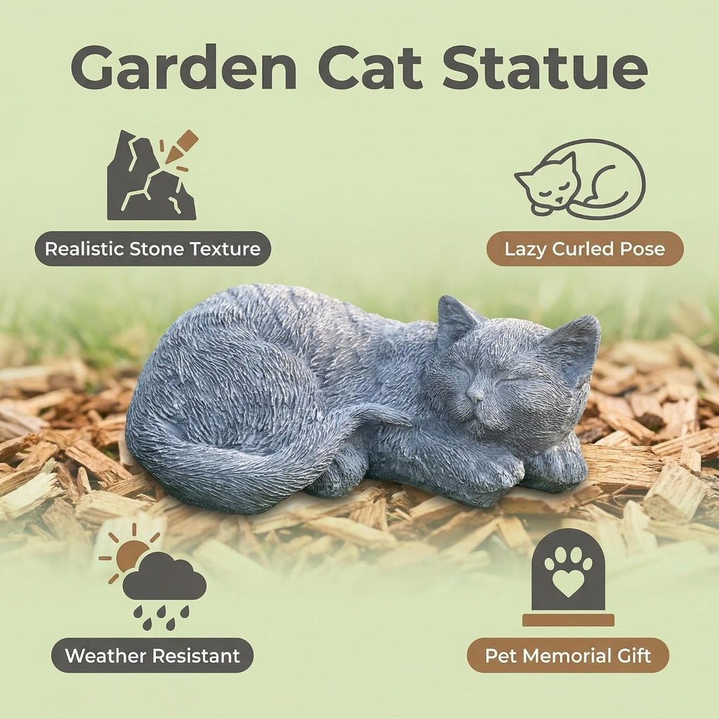 Cats Memorial Stone Garden Statue, Pet Statues Gifts for Loss of Cat Sympathy, Grave Markers for Garden Outdoor
