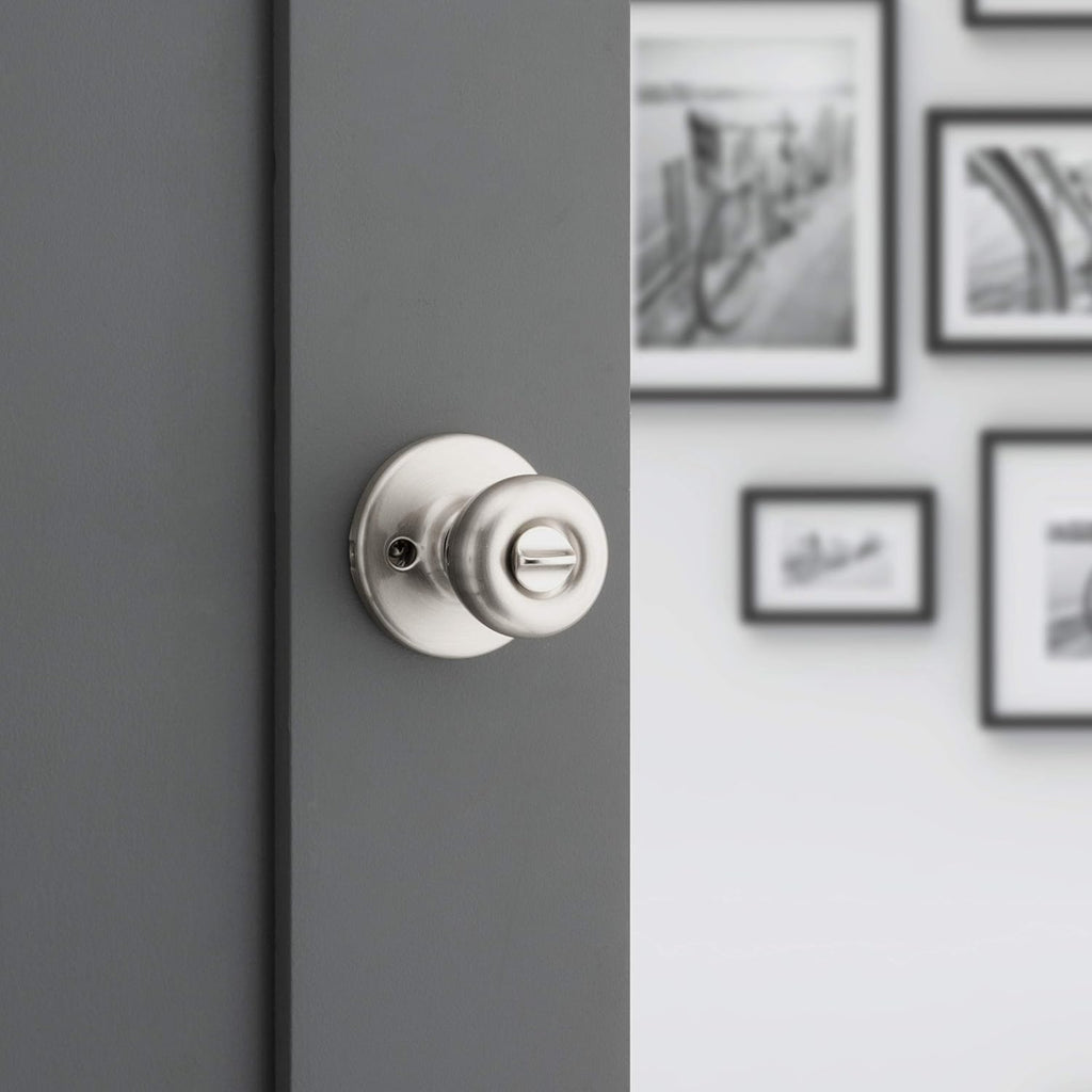 Tylo Entry Door Knob with Lock and Key, Secure Keyed Handle Exterior, Front Entrance and Bedroom, Satin Nickel, Pick