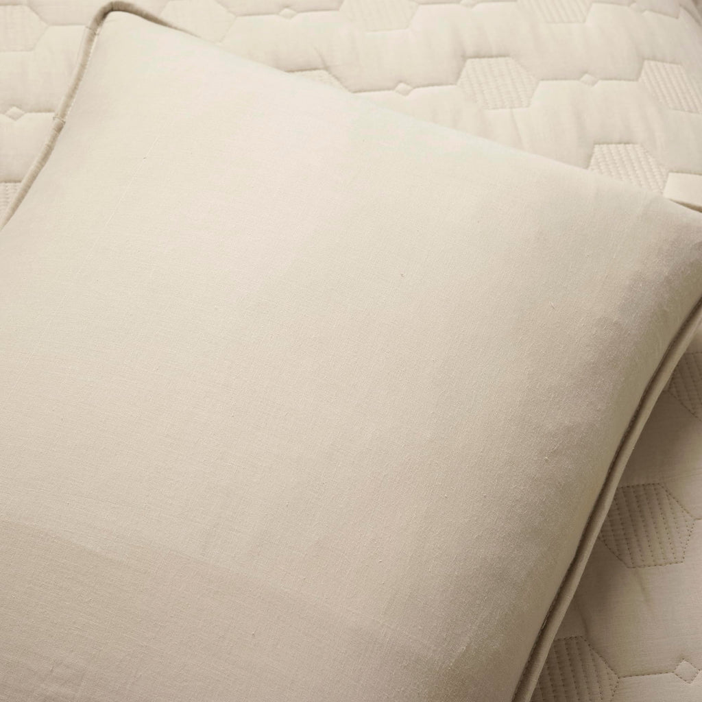 Hexagon Honeycomb Embroidered Textured Cotton 3 Piece Quilt Set, Neutral