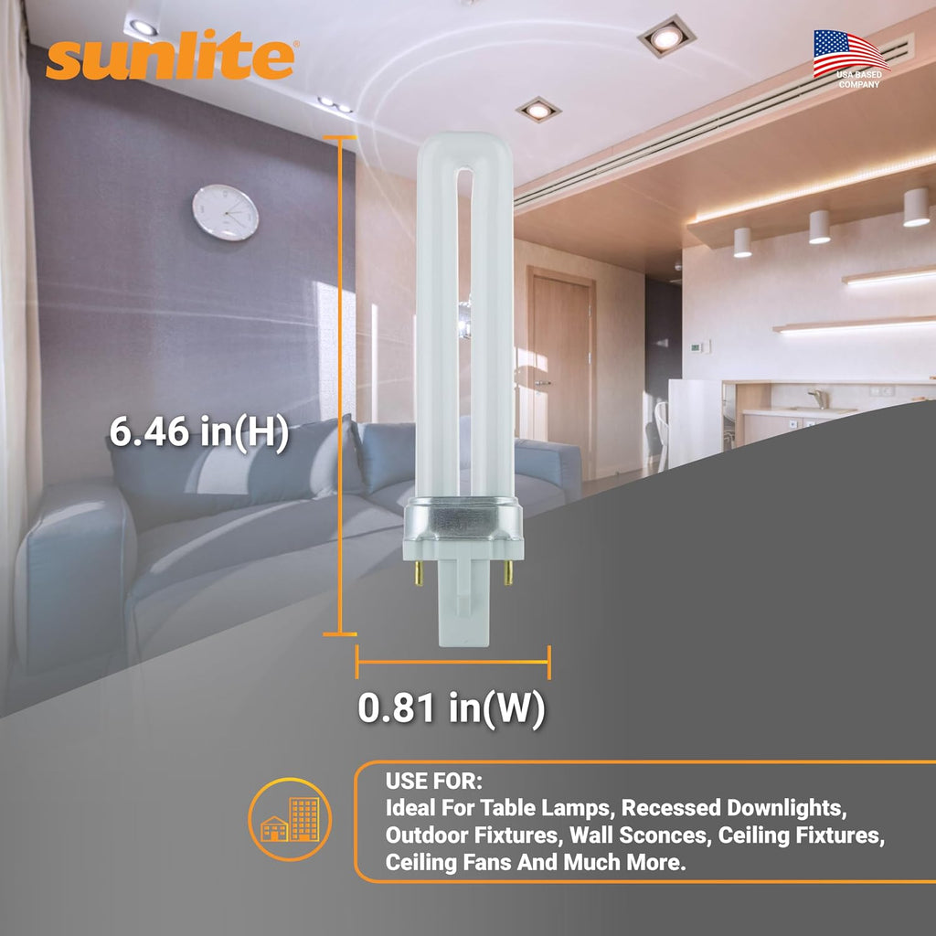 Compact Fluorescent Single U-Shaped Twin Tube Light Bulb, 13 Watts, 120 Volts, 720 Lumens, 2-Pin GX23