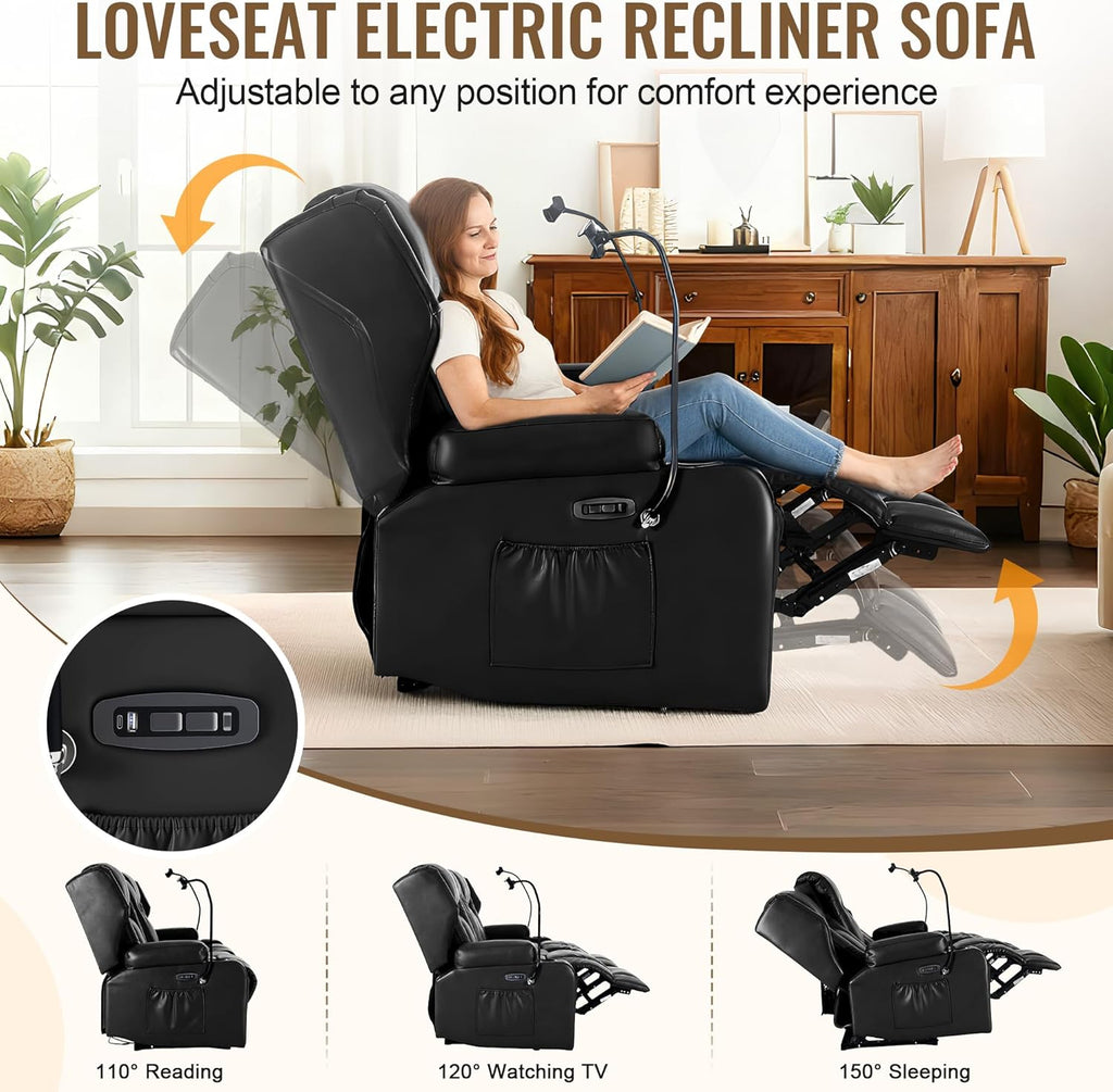 Power Recliner Loveseat for Living Room, Loveseat Sofa with Center Console, USB Type-C Port