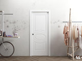 Mela 7001 | Interior French Single Pocket Door, no Glass, MDF, 36x84, White, Classic Style | Hardwar