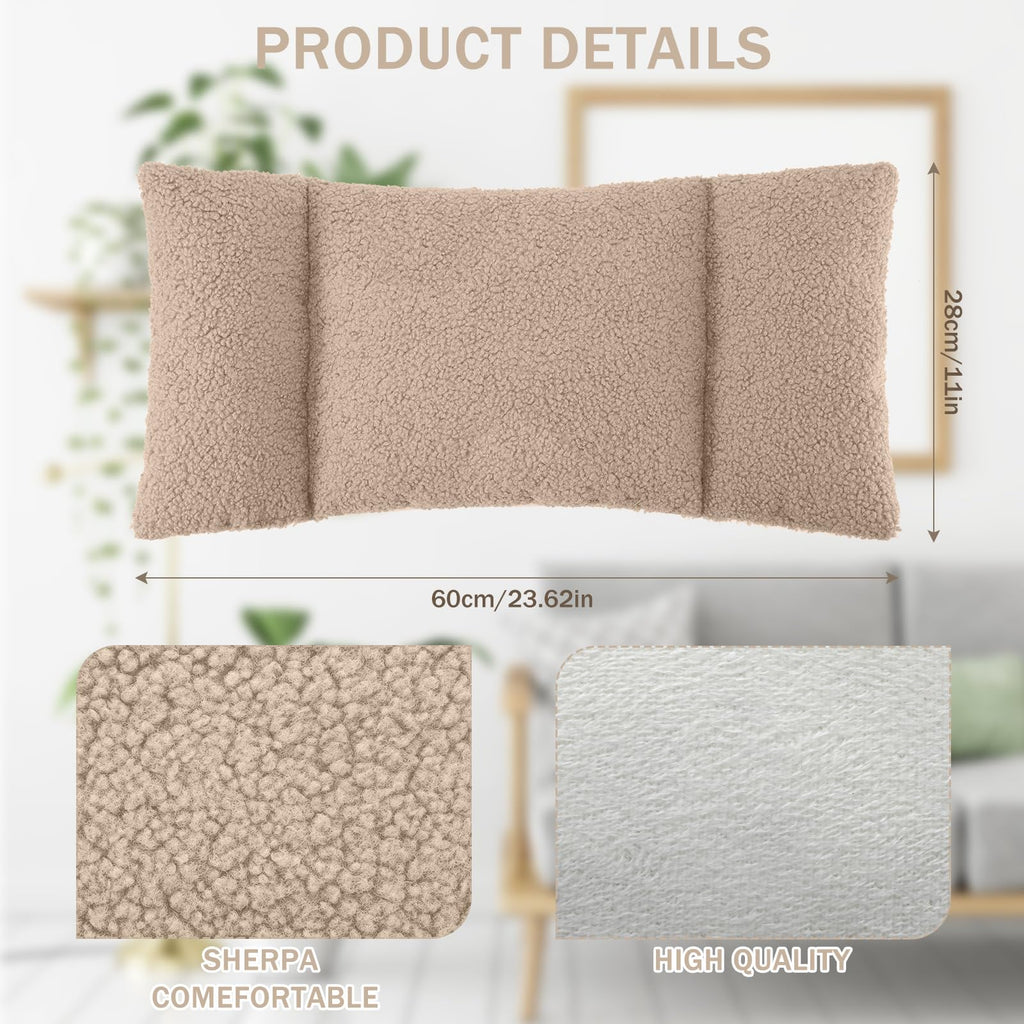 Fleece Lumbar Support Pillow 3 Section Back Pillow, Light Camel