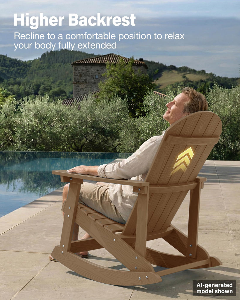 Adirondack Rocking Chair Set of 2, All-Weather Resistant, Teak