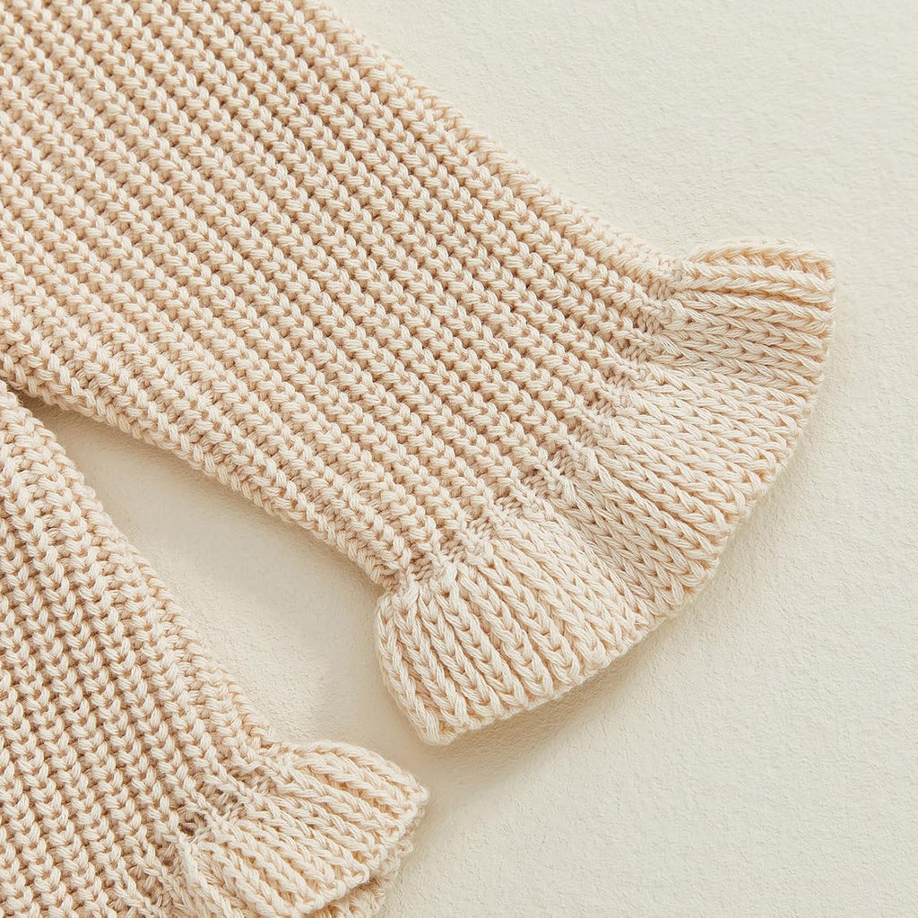 Knit Sweater Outfit Solid Romper Ruffle Cute Baby Jumpsuit Coming Home Fall Winter Clothes
