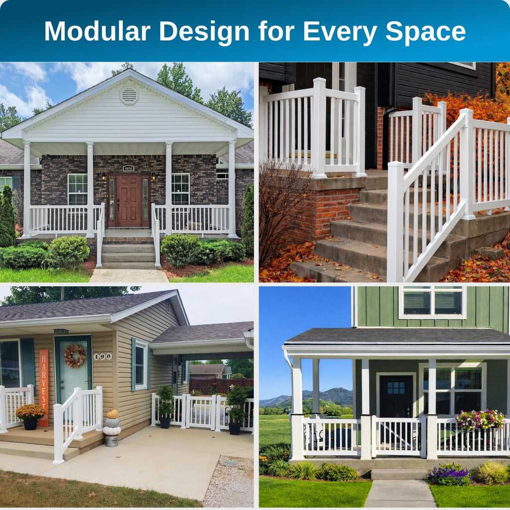 Greenwich Porch and Deck Gate Railing Kit - Vinyl Railing Kit for Decks, Porches, Balconies, and More, Versatile DIY