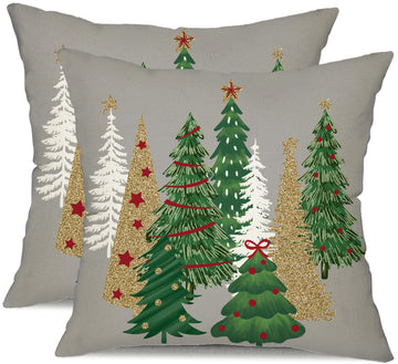 Christmas Pillow Covers 20x20 Inch Set of 2 Xmas Tree Decorative Grey Throw Pillows Winter Christmas Decor Couch