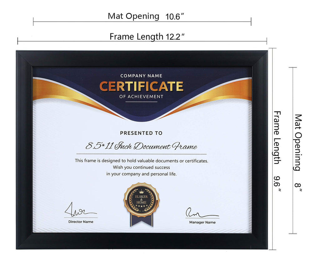 8.5x11 Picture Frame Certificate Document Frame 6 Pack Glass