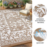 Outdoor Rug 9x12, Waterproof Reversible Foldable Plastic Straw Rug, Botanical cottagecore Outdoor Ru