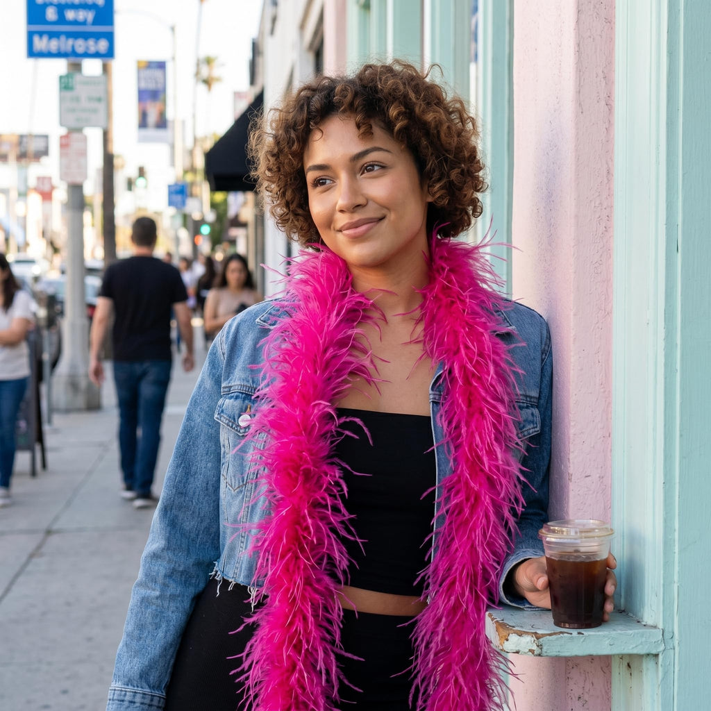 5 ply Hot Pink Ostrich Feather Boas.