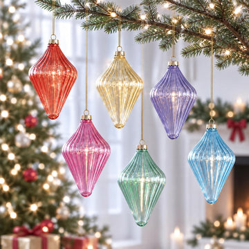 6 Pcs 4 Inches Glass Christmas Pastel Vintage Ball Ornaments