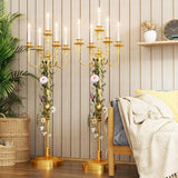 Floor Candelabra 50 Inch Gold Candlestick Holder 5 Arms Candle Holders Antique Flower Stand Centerpiece Decorative