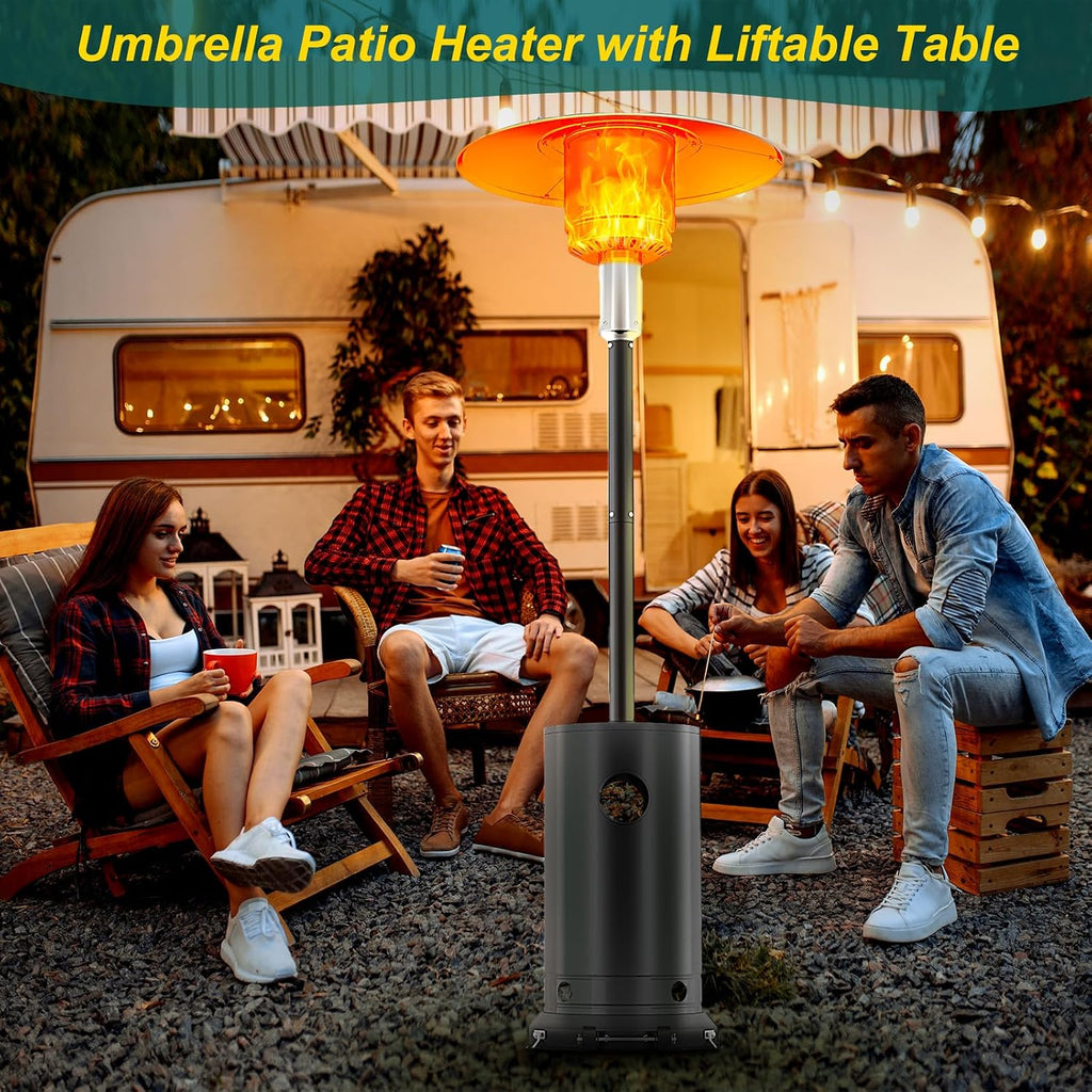 48,000 BTU Patio Heater, Propane Stainless Steel Patio Heater With Wheels, Outdoor Propane Heaters for Backyard