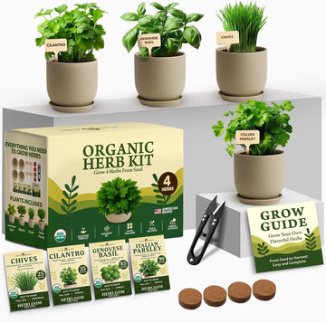Organic 4 Herb Indoor Garden Kit - Ideal Christmas Gift Set