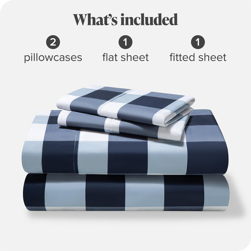 Printed Sheet Set - 1800 Ultra-Soft (Full, Gingham Blue)