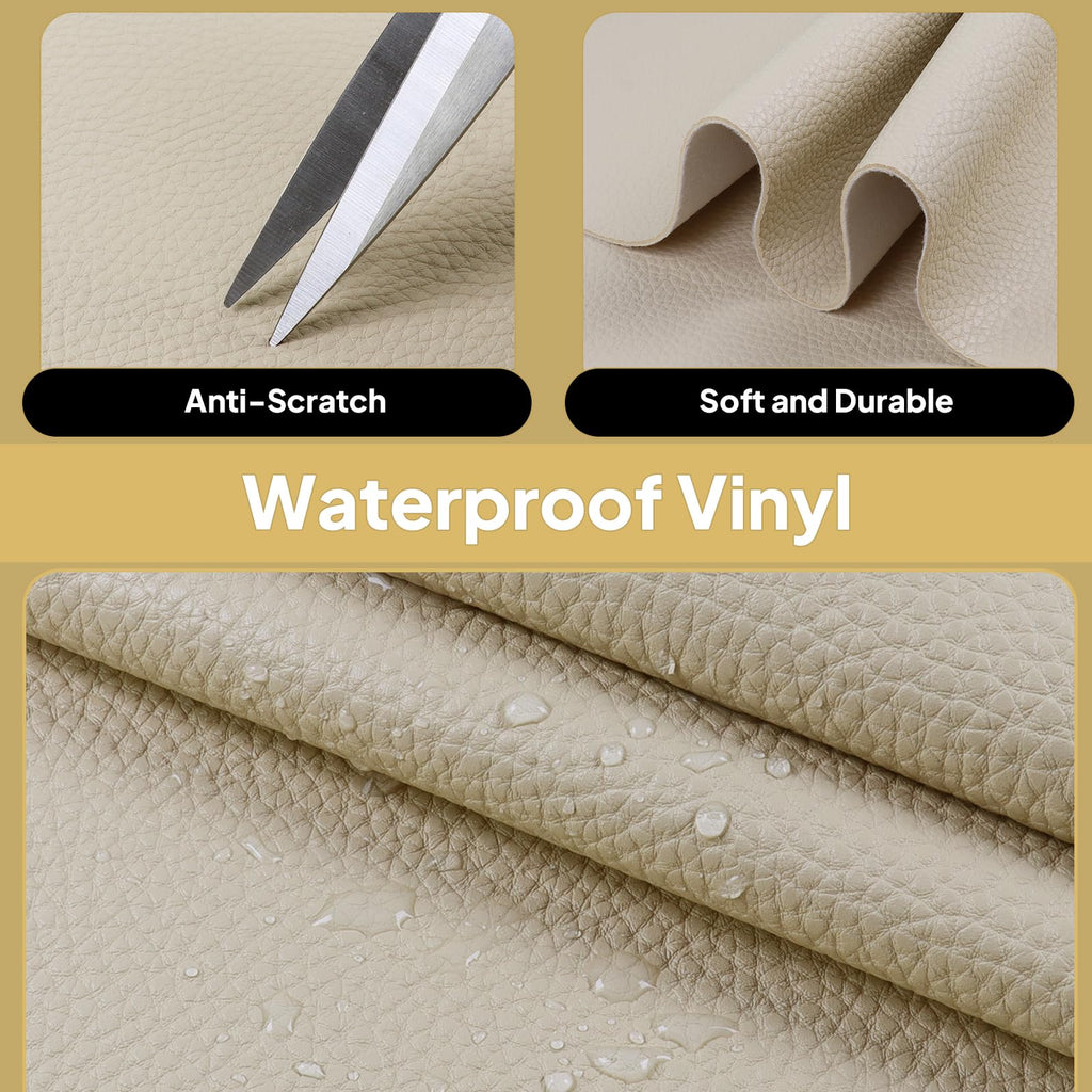 Waterproof 1.6mm Leather Sheets 54"×18" Beige