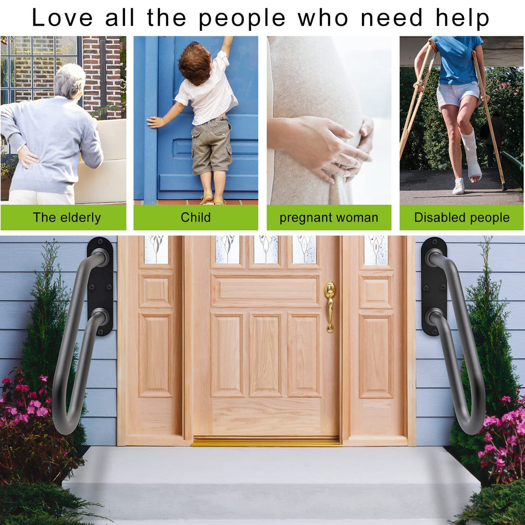 Heavy Duty Wall Mount Handrails for Indoor Outdoor 1-2 Steps