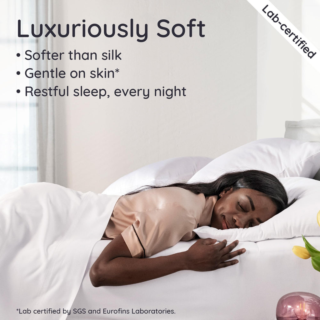 100% Viscose Derived from Bamboo Sheets Queen Size Deep Pocket Set - 4pcs Soft Cooling Sheets Queen Size, Fits Up to