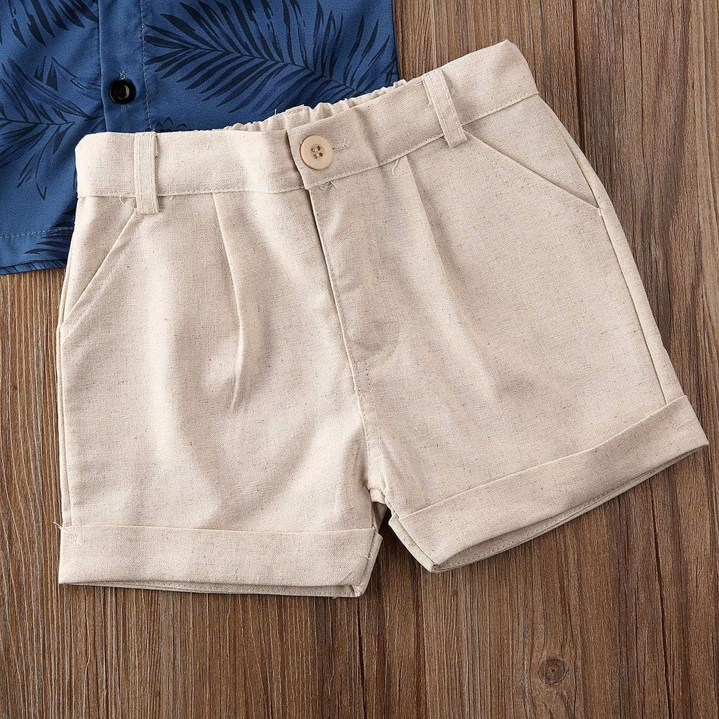 Baby Toddler Boy Outfits Clothes Summer Kids Pattern Short Sleeve Button Down Shirt & Shorts Set