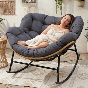 Oversized Papasan Rocking Chair Outdoor, Royal Rocking Egg Chair