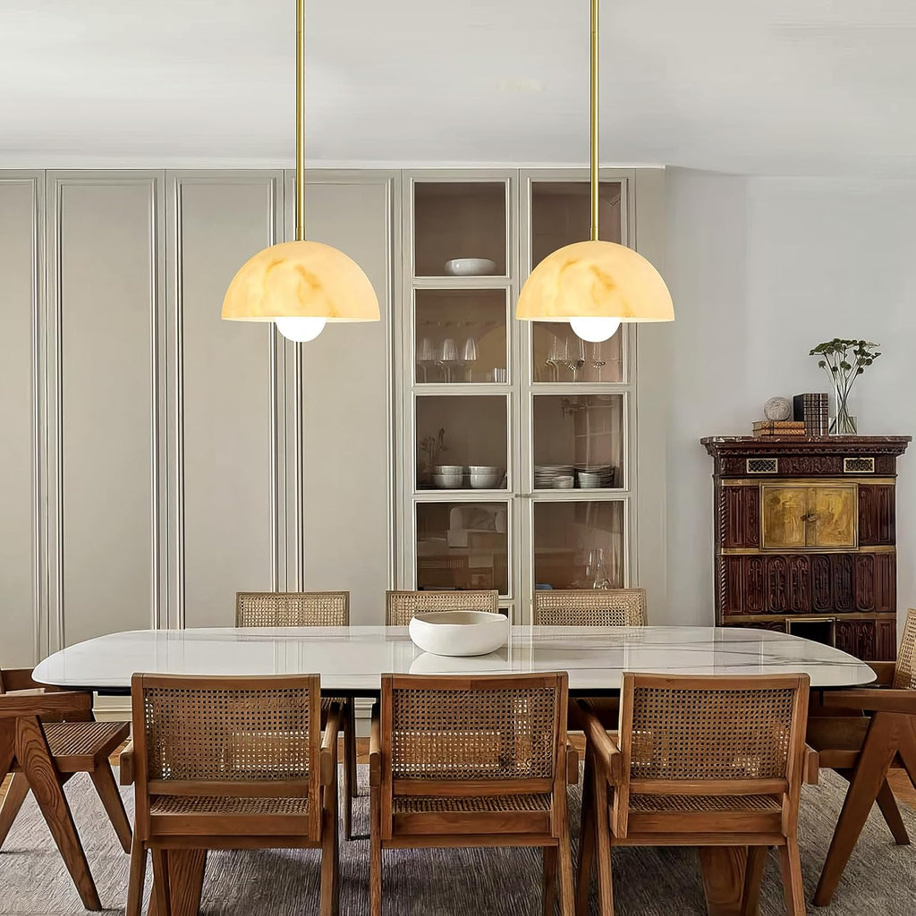 Modern Pendant Light Fixtures: 10 Inch Resin Shade Mid Century Chandelier - Adjustable Gold Pendant Lighting for